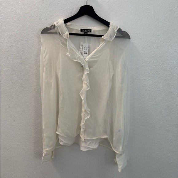 NWT J Crew Elegant White Ruffled Blouse size 4 - Picture 2 of 4
